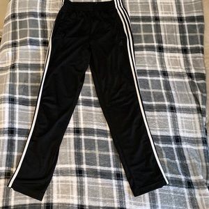 Adidas Trackpants With Zipper  Size- Men’s Small   Color- Black / White Stripes